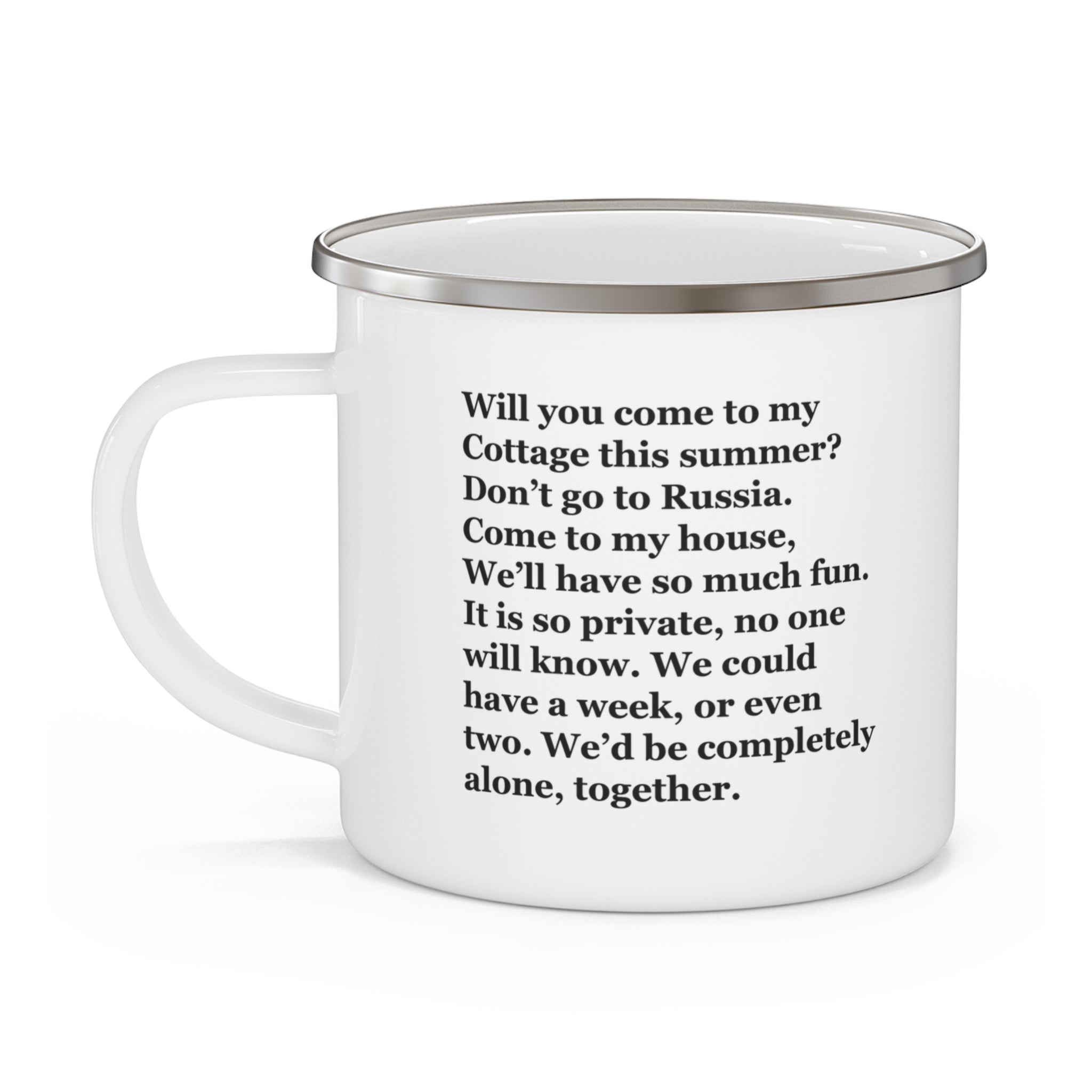 Come to the Cottage Enamel Camping Mug