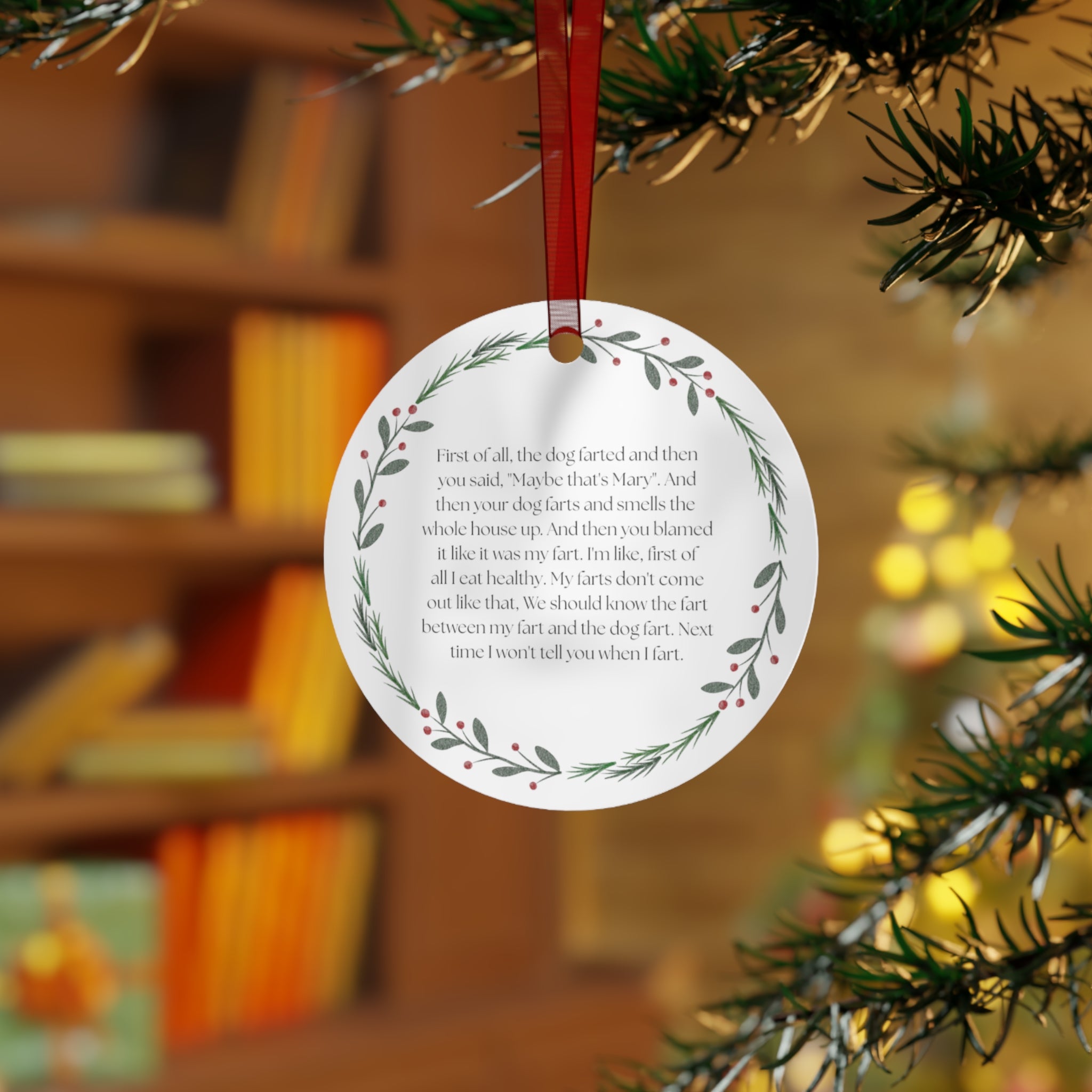Mary Dog Farts Holiday Ornament
