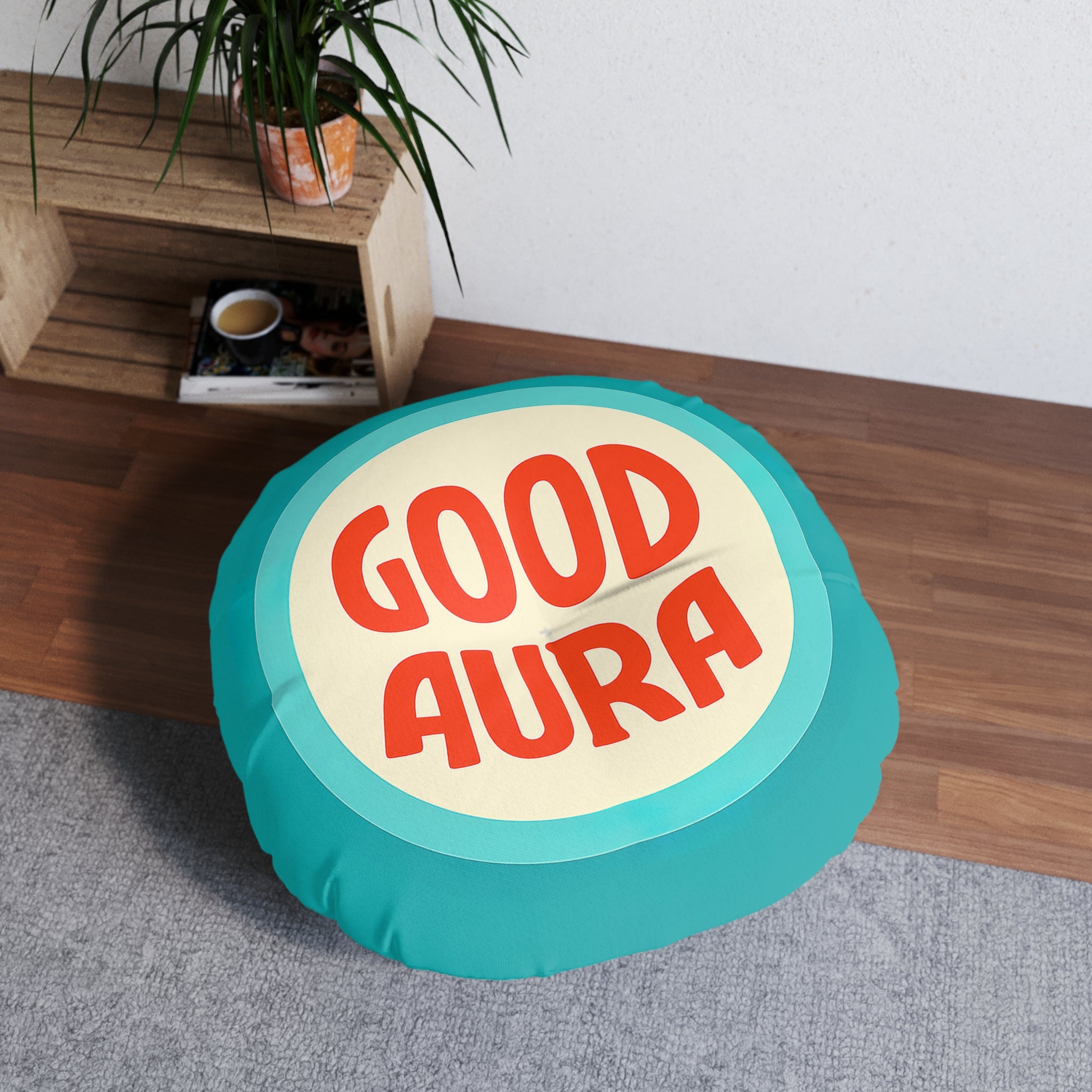 Good Aura Round Throw Pillow