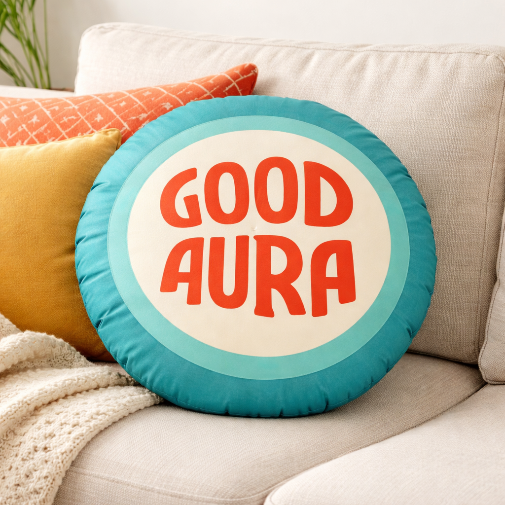 Good Aura Round Throw Pillow