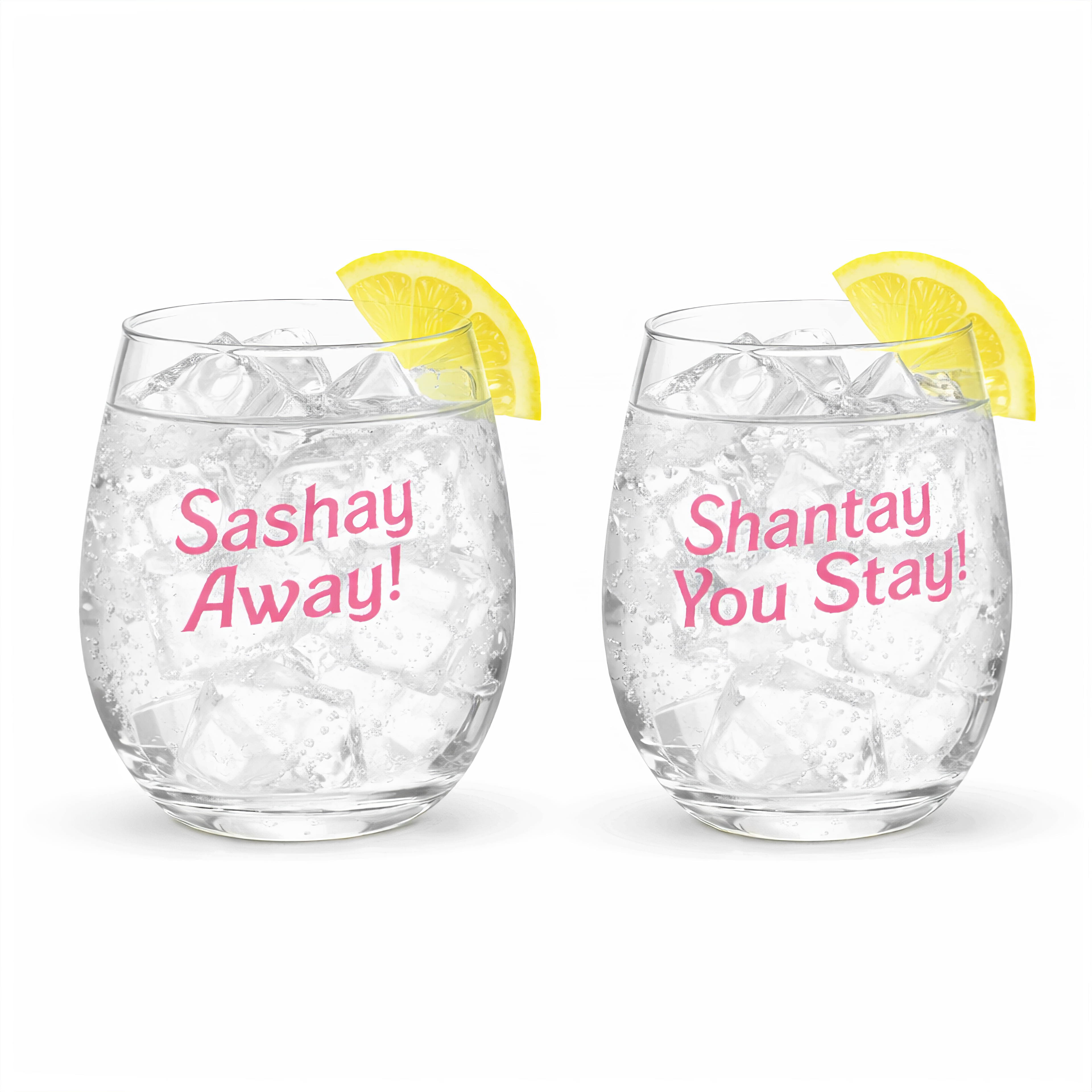Sashay Away / Shantay You Stay Stemless Wine Glass Set