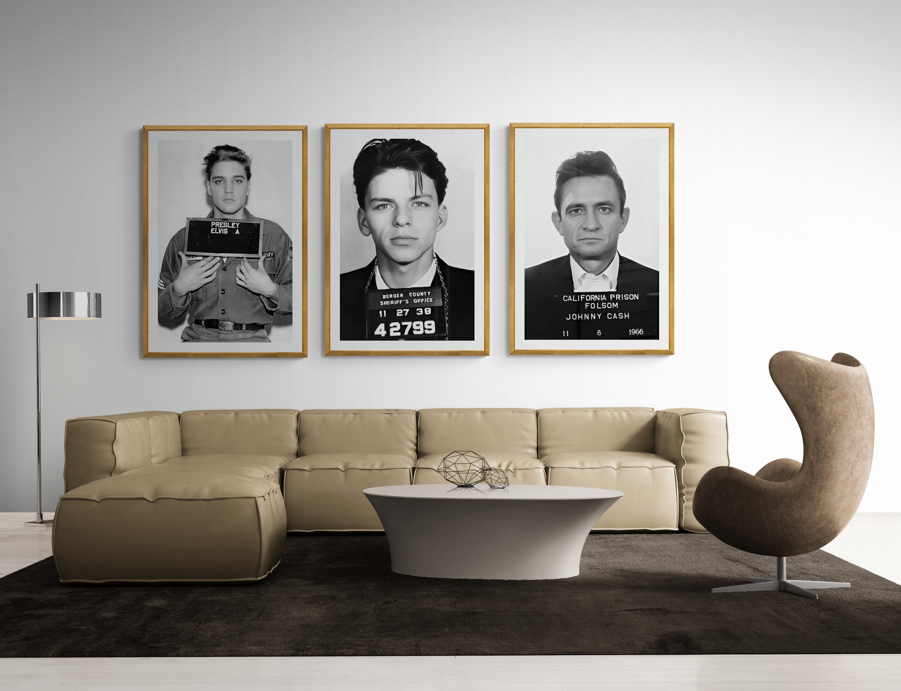 Kings of Cool Mugshot Print Set | Elvis, Sinatra & Johnny Cash