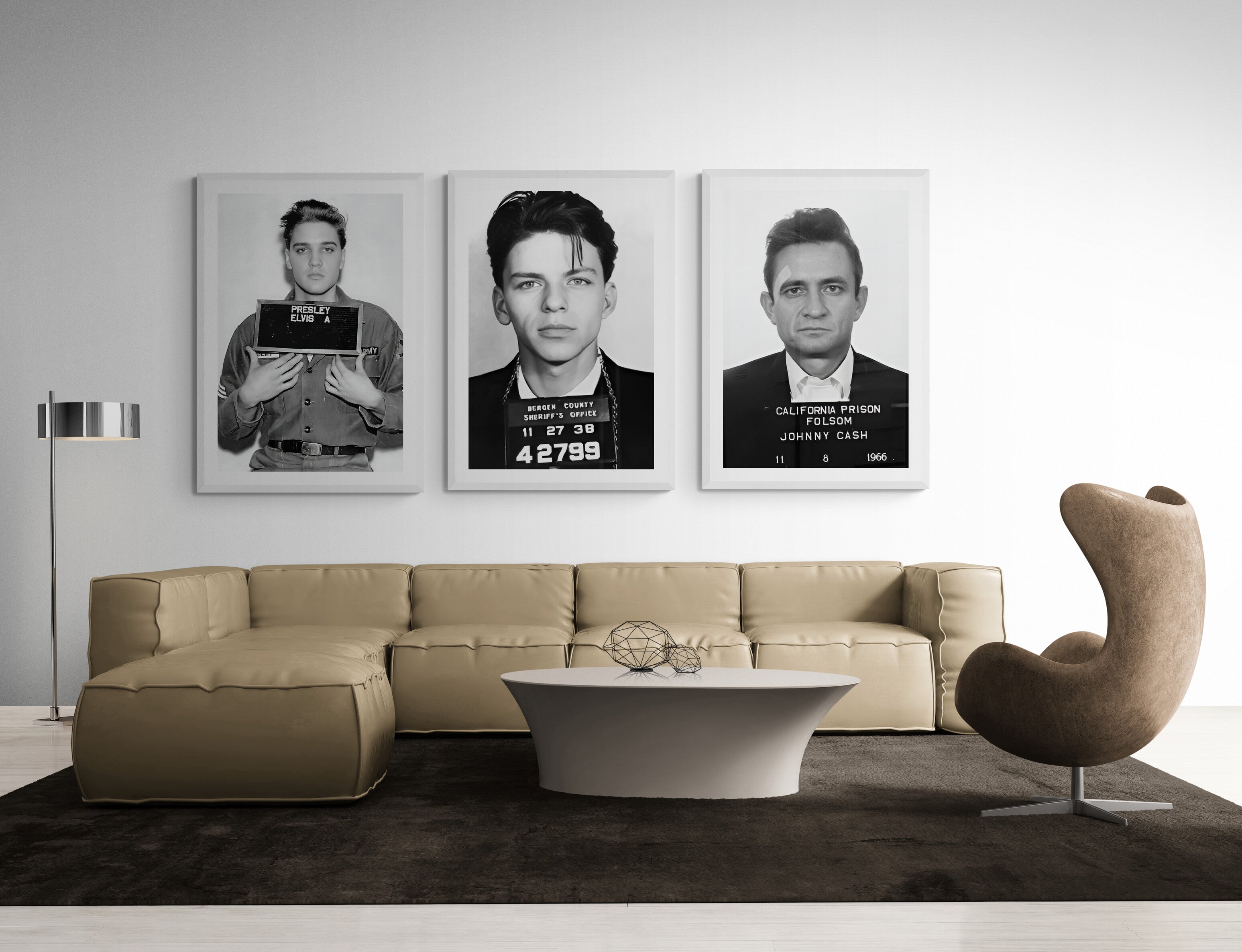 Kings of Cool Mugshot Print Set | Elvis, Sinatra & Johnny Cash