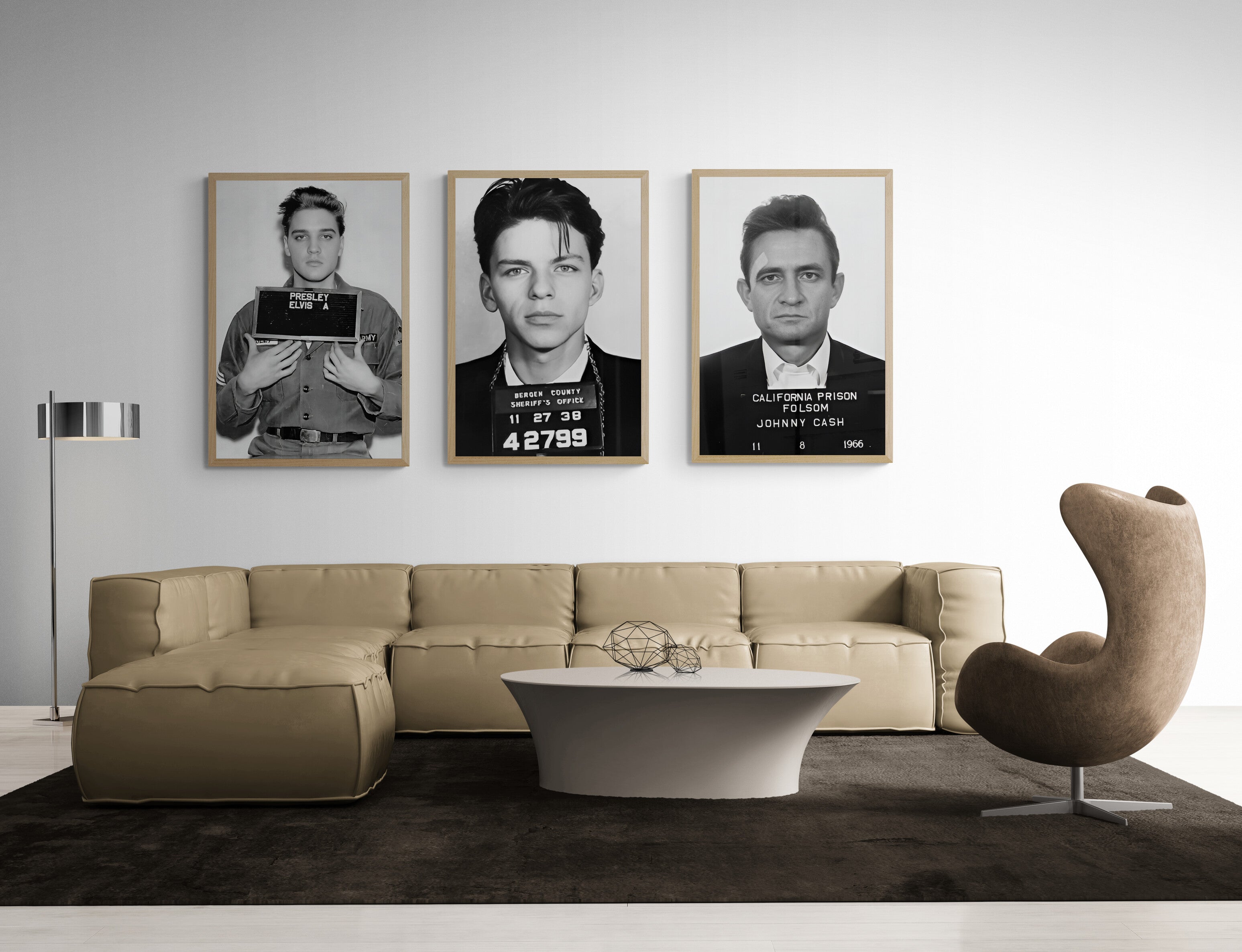 Kings of Cool Mugshot Print Set | Elvis, Sinatra & Johnny Cash