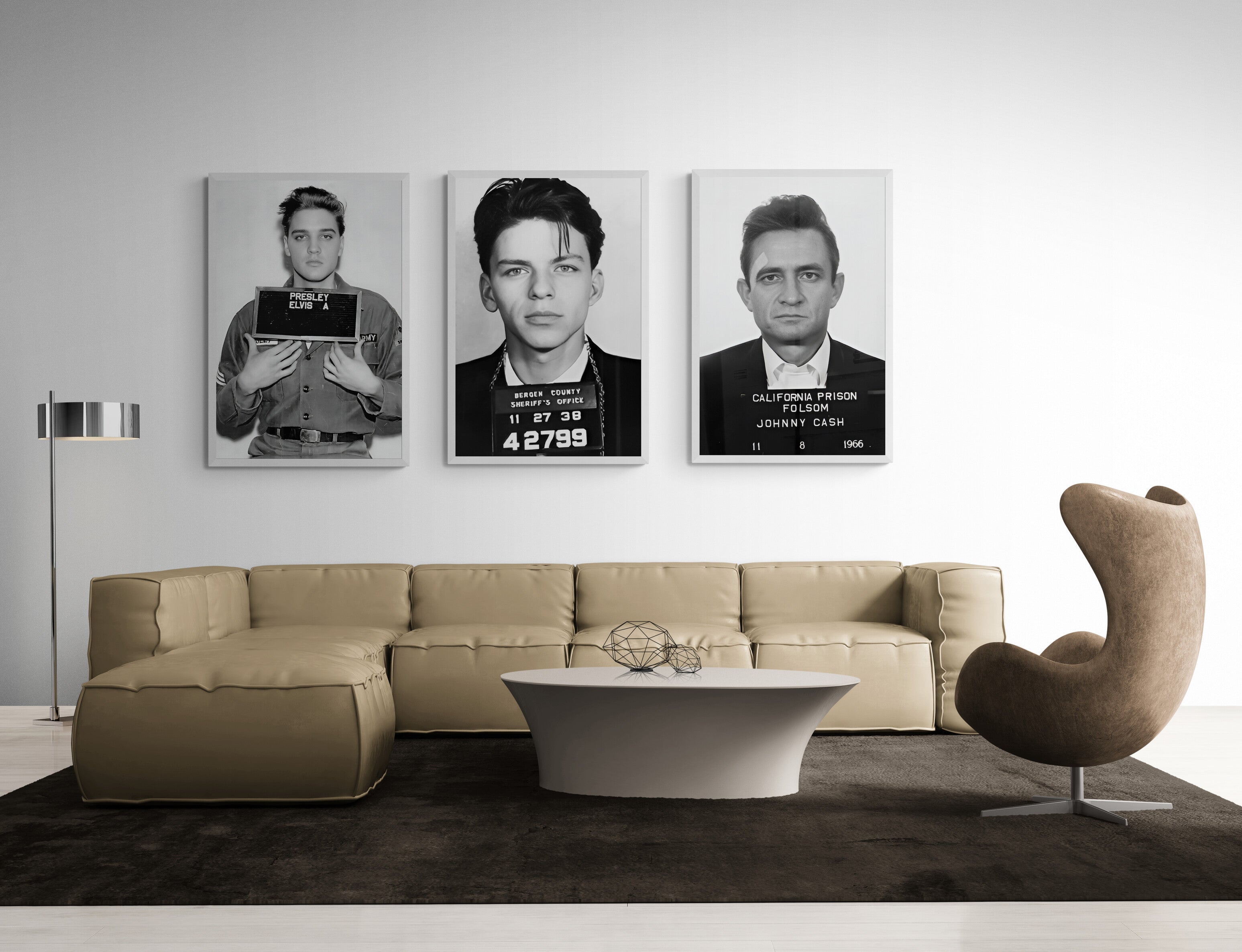 Kings of Cool Mugshot Print Set | Elvis, Sinatra & Johnny Cash