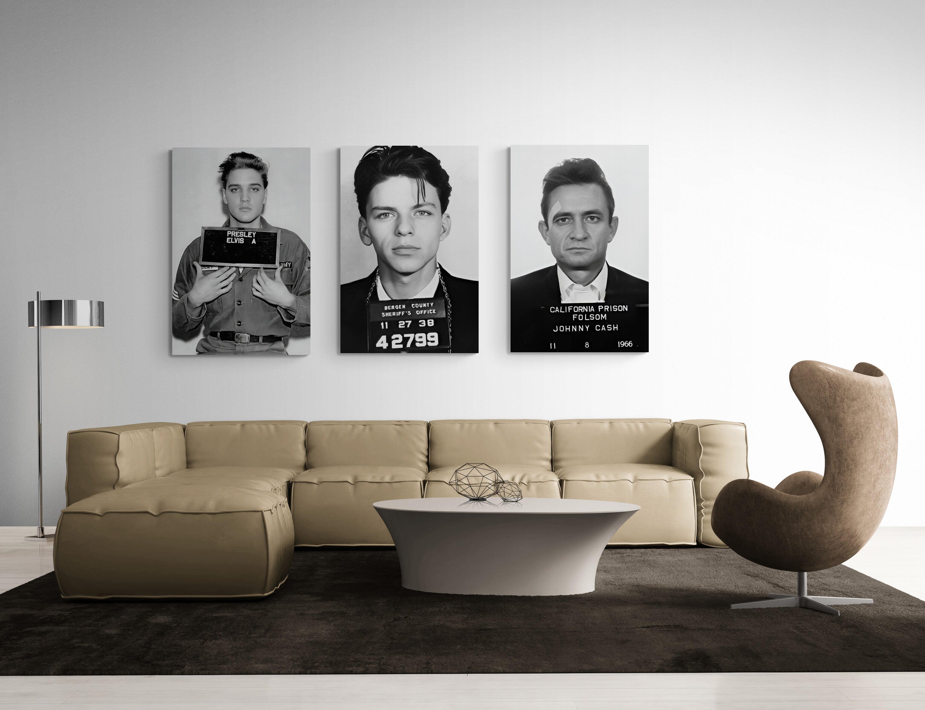 Kings of Cool Mugshot Print Set | Elvis, Sinatra & Johnny Cash