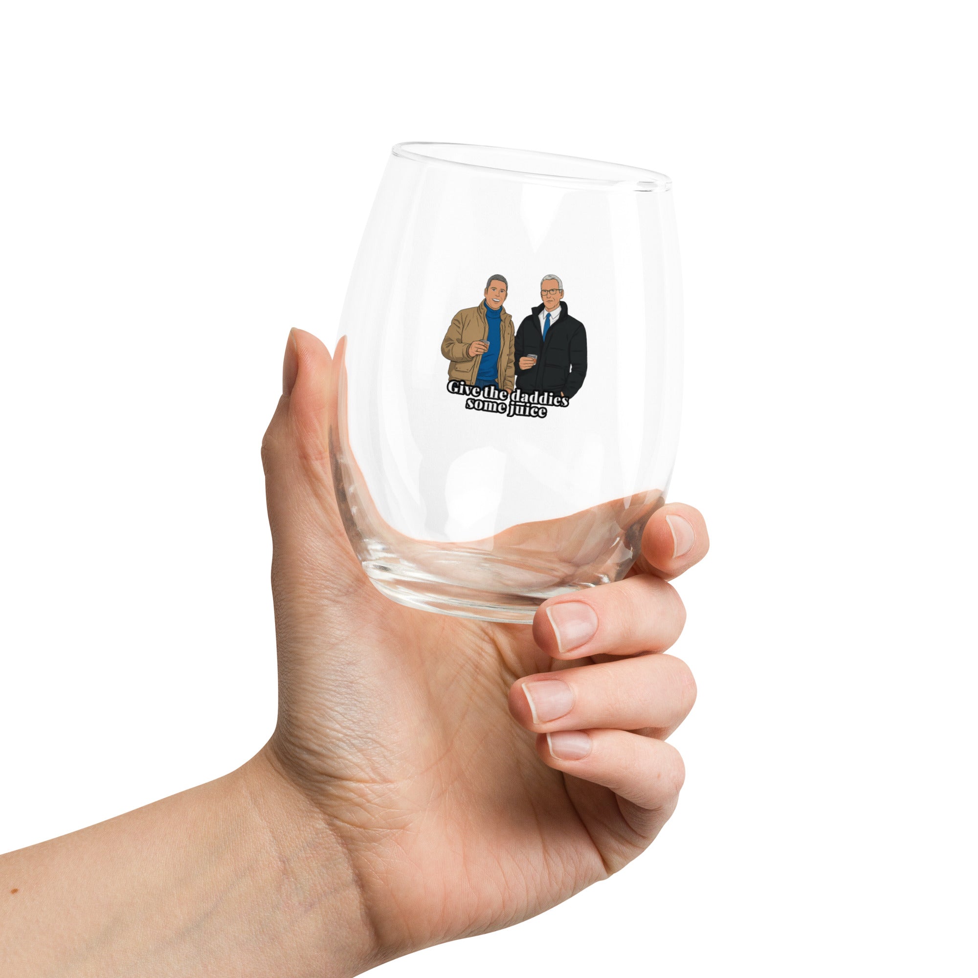 Give the Daddies Some Juice Stemless Wine Glass